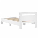 vidaXL Cadru de pat cu tăblie, alb, 90x200 cm, lemn prelucrat vidaXL Cadru de pat cu tăblie, alb, 90x200 cm, lemn prelucrat