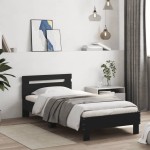 vidaXL Cadru de pat cu tăblie, negru, 90x200 cm, lemn prelucrat vidaXL Cadru de pat cu tăblie, negru, 90x200 cm, lemn prelucrat