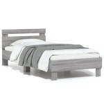 vidaXL Cadru de pat cu tăblie, gri sonoma, 90x200 cm, lemn prelucrat vidaXL Cadru de pat cu tăblie, gri sonoma, 90x200 cm, lemn prelucrat