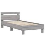 vidaXL Cadru de pat cu tăblie, gri sonoma, 90x200 cm, lemn prelucrat vidaXL Cadru de pat cu tăblie, gri sonoma, 90x200 cm, lemn prelucrat