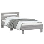 vidaXL Cadru de pat cu tăblie, gri sonoma, 90x200 cm, lemn prelucrat vidaXL Cadru de pat cu tăblie, gri sonoma, 90x200 cm, lemn prelucrat