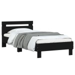 vidaXL Cadru de pat cu tăblie, negru, 90x190 cm, lemn prelucrat vidaXL Cadru de pat cu tăblie, negru, 90x190 cm, lemn prelucrat