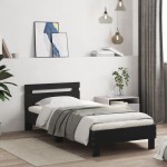 vidaXL Cadru de pat cu tăblie, negru, 75x190 cm, lemn prelucrat vidaXL Cadru de pat cu tăblie, negru, 75x190 cm, lemn prelucrat