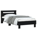 vidaXL Cadru de pat cu tăblie, negru, 75x190 cm, lemn prelucrat vidaXL Cadru de pat cu tăblie, negru, 75x190 cm, lemn prelucrat