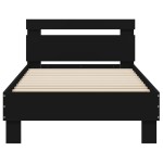 vidaXL Cadru de pat cu tăblie, negru, 75x190 cm, lemn prelucrat vidaXL Cadru de pat cu tăblie, negru, 75x190 cm, lemn prelucrat