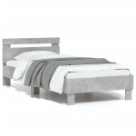 vidaXL Cadru de pat cu tăblie, gri beton, 75x190 cm, lemn prelucrat vidaXL Cadru de pat cu tăblie, gri beton, 75x190 cm, lemn prelucrat