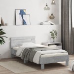 vidaXL Cadru de pat cu tăblie, gri beton, 75x190 cm, lemn prelucrat vidaXL Cadru de pat cu tăblie, gri beton, 75x190 cm, lemn prelucrat