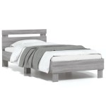 vidaXL Cadru de pat cu tăblie gri sonoma 75x190 cm lemn prelucrat vidaXL Cadru de pat cu tăblie gri sonoma 75x190 cm lemn prelucrat