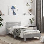vidaXL Cadru de pat cu tăblie gri sonoma 75x190 cm lemn prelucrat vidaXL Cadru de pat cu tăblie gri sonoma 75x190 cm lemn prelucrat