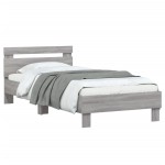 vidaXL Cadru de pat cu tăblie gri sonoma 75x190 cm lemn prelucrat vidaXL Cadru de pat cu tăblie gri sonoma 75x190 cm lemn prelucrat