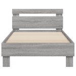 vidaXL Cadru de pat cu tăblie gri sonoma 75x190 cm lemn prelucrat vidaXL Cadru de pat cu tăblie gri sonoma 75x190 cm lemn prelucrat