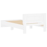 vidaXL Cadru de pat cu tăblie, alb, 100x200 cm, lemn prelucrat vidaXL Cadru de pat cu tăblie, alb, 100x200 cm, lemn prelucrat