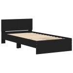 vidaXL Cadru de pat cu tăblie, negru, 100x200 cm, lemn prelucrat vidaXL Cadru de pat cu tăblie, negru, 100x200 cm, lemn prelucrat