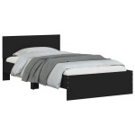 vidaXL Cadru de pat cu tăblie, negru, 100x200 cm, lemn prelucrat vidaXL Cadru de pat cu tăblie, negru, 100x200 cm, lemn prelucrat