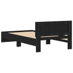 vidaXL Cadru de pat cu tăblie, negru, 100x200 cm, lemn prelucrat vidaXL Cadru de pat cu tăblie, negru, 100x200 cm, lemn prelucrat