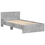 vidaXL Cadru de pat cu tăblie gri beton 100x200 cm lemn prelucrat