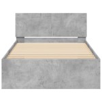 vidaXL Cadru de pat cu tăblie gri beton 100x200 cm lemn prelucrat