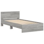 vidaXL Cadru de pat cu tăblie gri sonoma 100x200 cm lemn prelucrat vidaXL Cadru de pat cu tăblie gri sonoma 100x200 cm lemn prelucrat