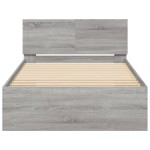 vidaXL Cadru de pat cu tăblie gri sonoma 100x200 cm lemn prelucrat vidaXL Cadru de pat cu tăblie gri sonoma 100x200 cm lemn prelucrat