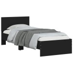 vidaXL Cadru de pat cu tăblie, negru, 90x200 cm, lemn prelucrat vidaXL Cadru de pat cu tăblie, negru, 90x200 cm, lemn prelucrat