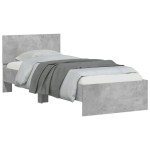 vidaXL Cadru de pat cu tăblie gri beton 90x200 cm lemn prelucrat vidaXL Cadru de pat cu tăblie gri beton 90x200 cm lemn prelucrat