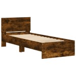vidaXL Cadru de pat cu tăblie stejar fumuriu 90x200 cm lemn prelucrat