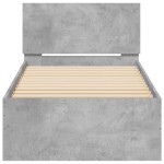 vidaXL Cadru de pat cu tăblie, gri beton, 90x190 cm, lemn prelucrat