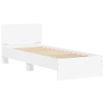 vidaXL Cadru de pat cu tăblie, alb, 75x190 cm, lemn prelucrat vidaXL Cadru de pat cu tăblie, alb, 75x190 cm, lemn prelucrat