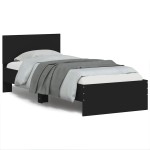 vidaXL Cadru de pat cu tăblie, negru, 75x190 cm, lemn prelucrat vidaXL Cadru de pat cu tăblie, negru, 75x190 cm, lemn prelucrat