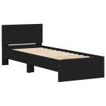 vidaXL Cadru de pat cu tăblie, negru, 75x190 cm, lemn prelucrat vidaXL Cadru de pat cu tăblie, negru, 75x190 cm, lemn prelucrat