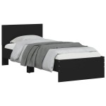 vidaXL Cadru de pat cu tăblie, negru, 75x190 cm, lemn prelucrat vidaXL Cadru de pat cu tăblie, negru, 75x190 cm, lemn prelucrat