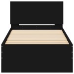vidaXL Cadru de pat cu tăblie, negru, 75x190 cm, lemn prelucrat vidaXL Cadru de pat cu tăblie, negru, 75x190 cm, lemn prelucrat
