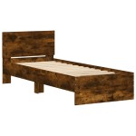 vidaXL Cadru de pat cu tăblie stejar fumuriu 75x190 cm lemn prelucrat vidaXL Cadru de pat cu tăblie stejar fumuriu 75x190 cm lemn prelucrat