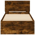 vidaXL Cadru de pat cu tăblie stejar fumuriu 75x190 cm lemn prelucrat vidaXL Cadru de pat cu tăblie stejar fumuriu 75x190 cm lemn prelucrat