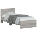 vidaXL Cadru de pat cu tăblie gri sonoma 75x190 cm lemn prelucrat
