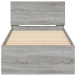 vidaXL Cadru de pat cu tăblie gri sonoma 75x190 cm lemn prelucrat
