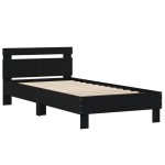 vidaXL Cadru de pat cu tăblie și lumini LED, negru, 100x200 cm