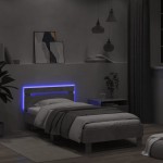 vidaXL Cadru de pat cu tăblie și lumini LED, gri beton, 100x200 cm