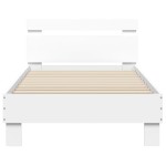 vidaXL Cadru de pat cu tăblie și lumini LED, alb, 90x200 cm