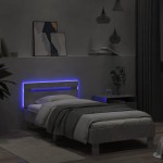 vidaXL Cadru de pat cu tăblie și lumini LED, gri beton, 90x200 cm
