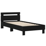 vidaXL Cadru de pat cu tăblie și lumini LED, negru, 90x190 cm