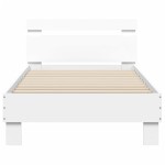 vidaXL Cadru de pat cu tăblie și lumini LED, alb, 75x190 cm