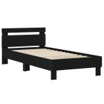 vidaXL Cadru de pat cu tăblie și lumini LED, negru, 75x190 cm