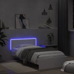 vidaXL Cadru de pat cu tăblie și lumini LED, alb, 100x200 cm vidaXL Cadru de pat cu tăblie și lumini LED, alb, 100x200 cm