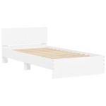 vidaXL Cadru de pat cu tăblie și lumini LED, alb, 100x200 cm vidaXL Cadru de pat cu tăblie și lumini LED, alb, 100x200 cm