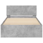 vidaXL Cadru de pat cu tăblie și lumini LED, gri beton, 100x200 cm
