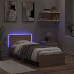 vidaXL Cadru de pat cu tăblie și LED, stejar sonoma, 90x200 cm