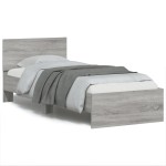 vidaXL Cadru de pat cu tăblie și lumini LED, gri sonoma, 90x200 cm vidaXL Cadru de pat cu tăblie și lumini LED, gri sonoma, 90x200 cm