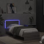 vidaXL Cadru de pat cu tăblie și lumini LED, gri sonoma, 90x200 cm vidaXL Cadru de pat cu tăblie și lumini LED, gri sonoma, 90x200 cm