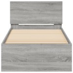 vidaXL Cadru de pat cu tăblie și lumini LED, gri sonoma, 90x200 cm vidaXL Cadru de pat cu tăblie și lumini LED, gri sonoma, 90x200 cm